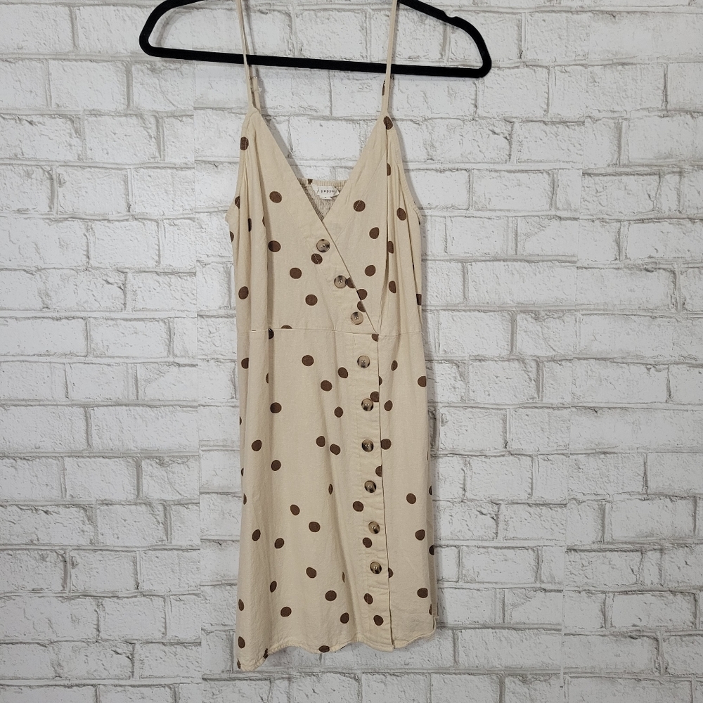 Blu Pepper linen blend polka dot dress
